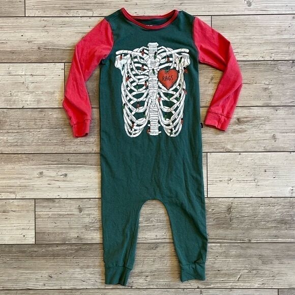 Rags | Christmas Lights Rib Cage Long Sleeve Romper | Size: 3/4 - Picture 1 of 7